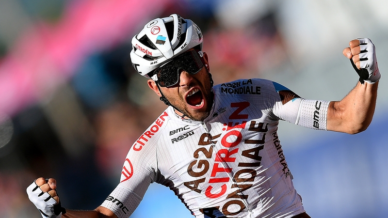 Andrea Vendrame celebrates his victory