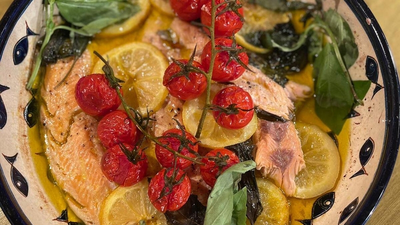 Lilly Higgins slow roasted trout with cauliflower puree