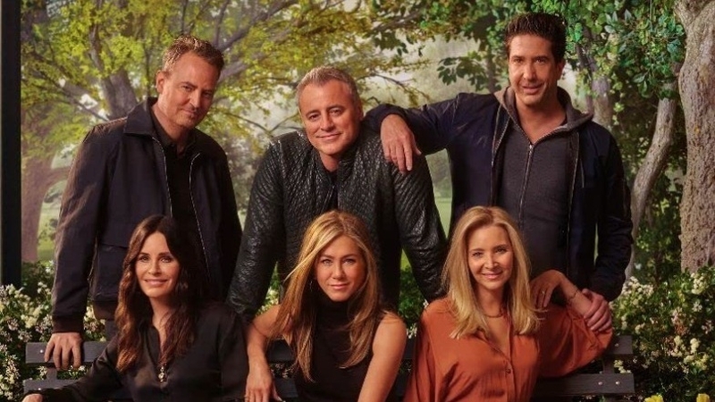 Lisa Kudrow (bottom right) said the cast got together a decade after the series finale aired in 2004 and did not manage to reunite again as a six before Friends: The Reunion (pictured), which aired in 2021