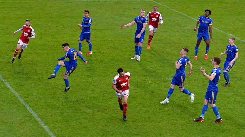 Robbie Benson celebrates after scoring the late, late winner from the spot