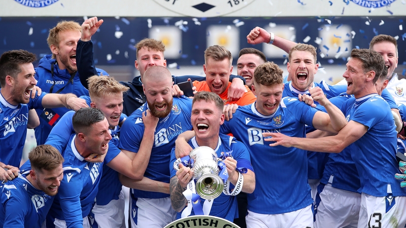 Jason Kerr of St Johnstone lifts the Scottish Cup