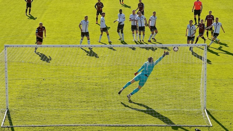 Tyreke Wilson scores Bohs' second goal at Dalymount Park