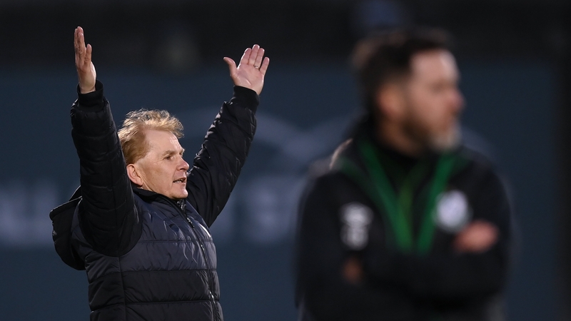Sligo Rovers manager Liam Buckley watches on as his side secured victory