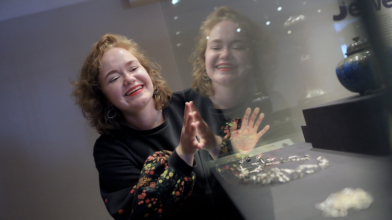 InForm - maker Eve Doyle with her pieces at Collins Barracks