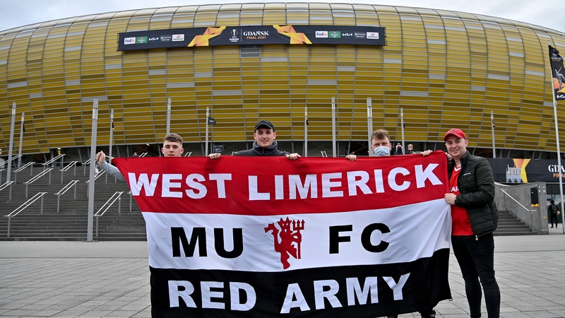 Fans outside the stadium in Danzig