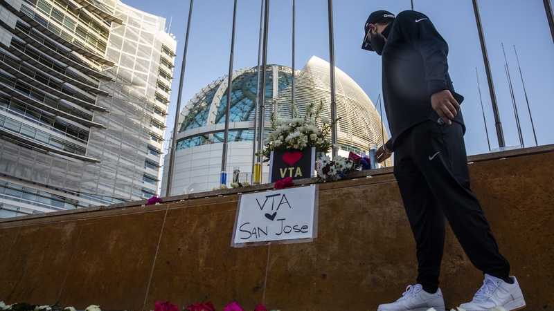 Flowers are placed near the scene of the shooting