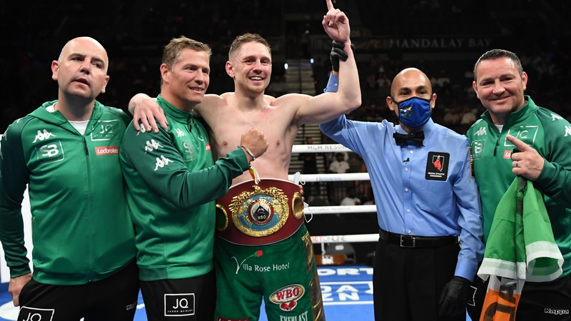 Jason Quigley (centre) celebrates with his team