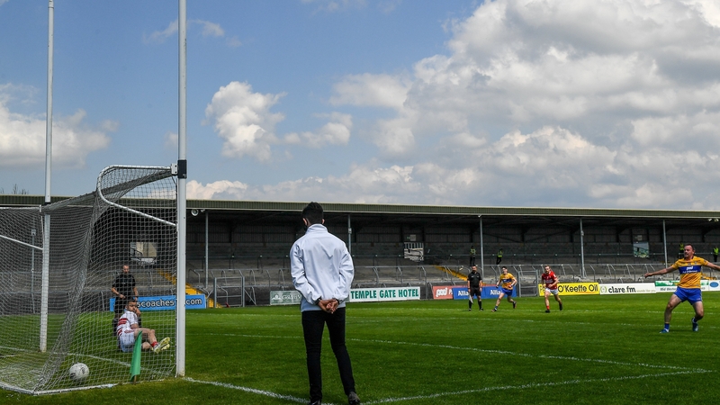 David Tubridy of Clare scores his side's first goal from a penalty