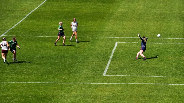 Andrea Trill of Galway, 14, scores a goal