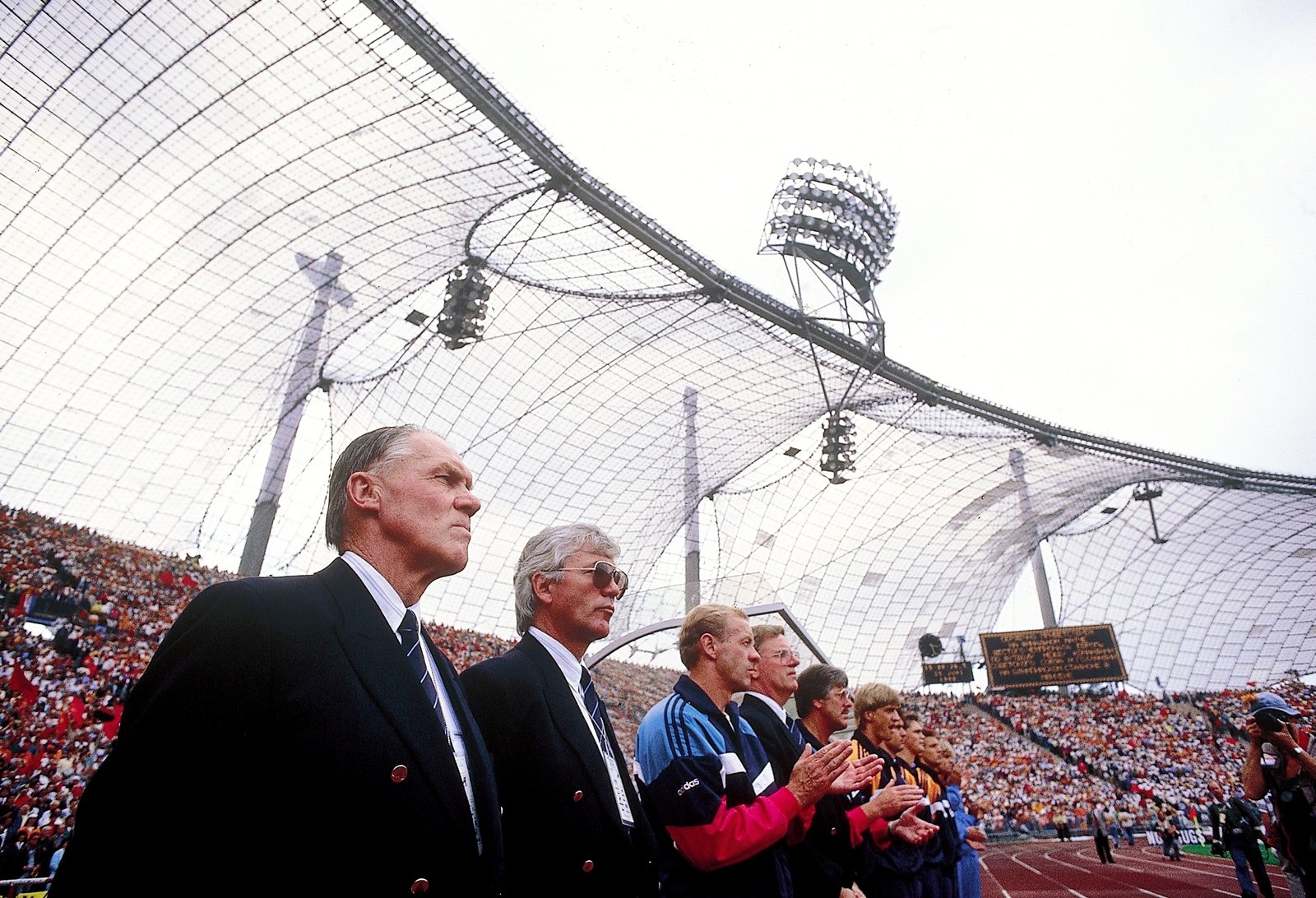 Michels (L) and Nol de Ruiter (2nd L) during the European Championship final