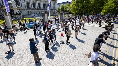 People taking part in a Black Lives Matter protest in Belfast last June