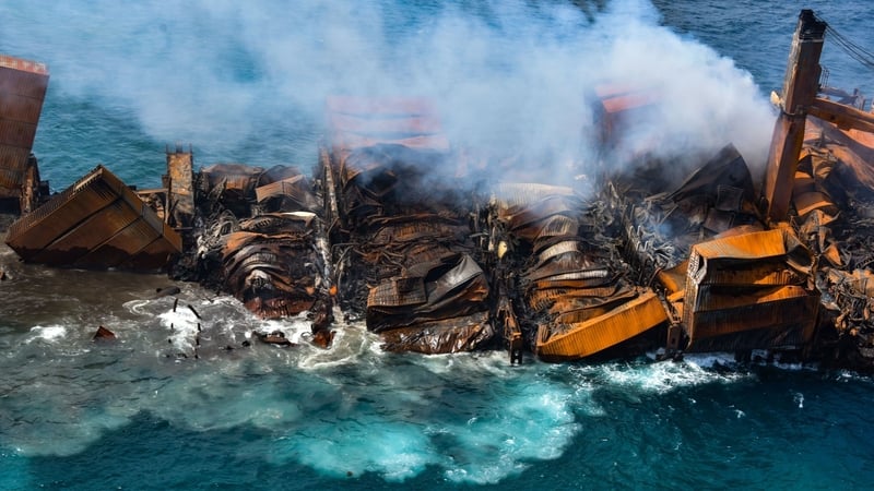 The 186-metre ship burned for 13 days before the blaze was extinguished