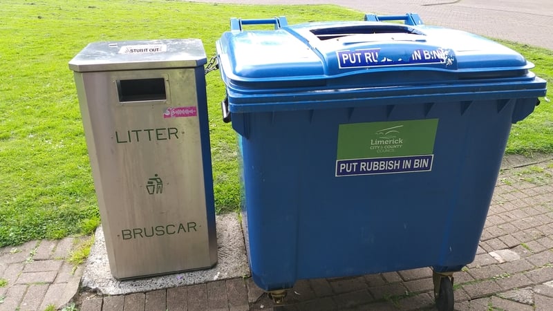 Extra bins in Arthur's Quay Park in Limerick city