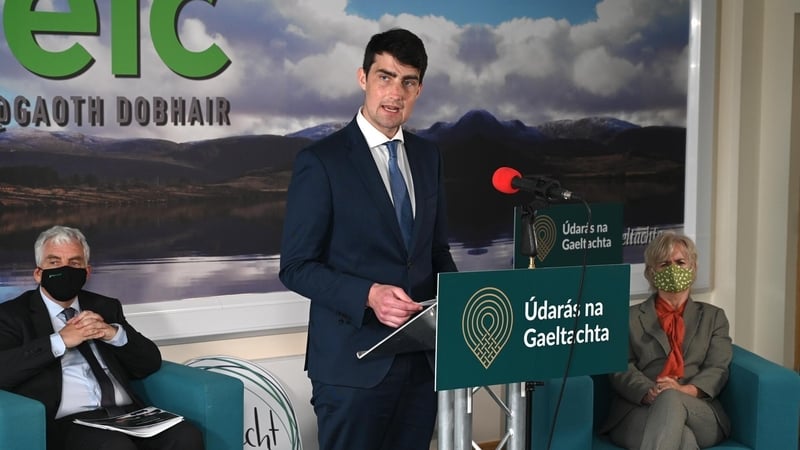 Minister of State Jack Chambers speaking at the launch today