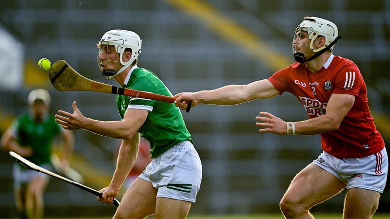 Limerick's Pat Ryan in possession against Cork defender Sean O'Leary-Hayes