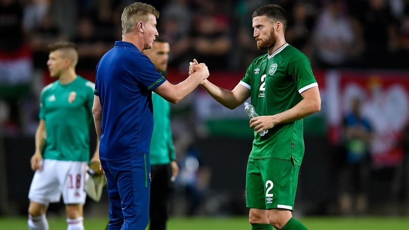 Republic of Ireland manager Stephen Kenny with Matt Doherty