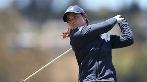 Maguire tees off from the ninth hole during the first round of the LPGA Mediheal Championship