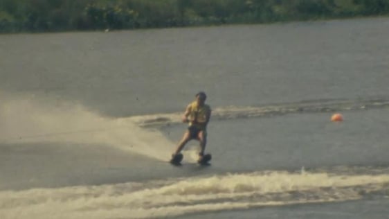 Man waterskiing on the river Shannon at O'Briensbridge, Co. Clare (1981)