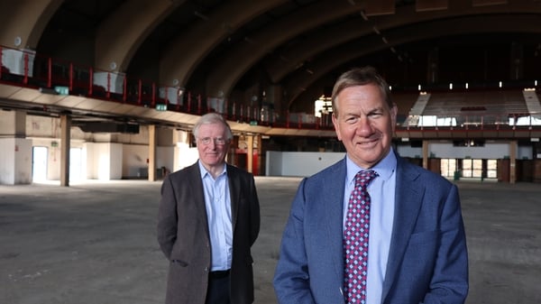 Michael Portillo and Michael Laffan in Kings Hall Belfast