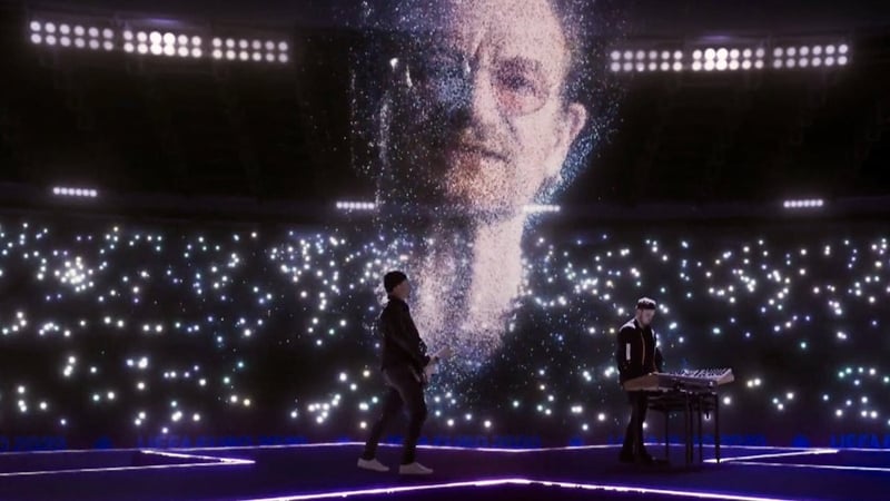 Bono, The Edge and Martin Garrix. Pic: UEFA