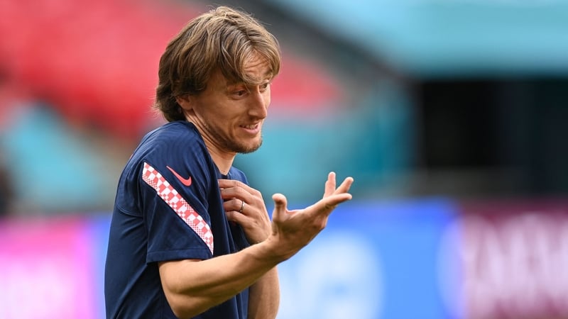 Modric during a training session at Wembley Stadium