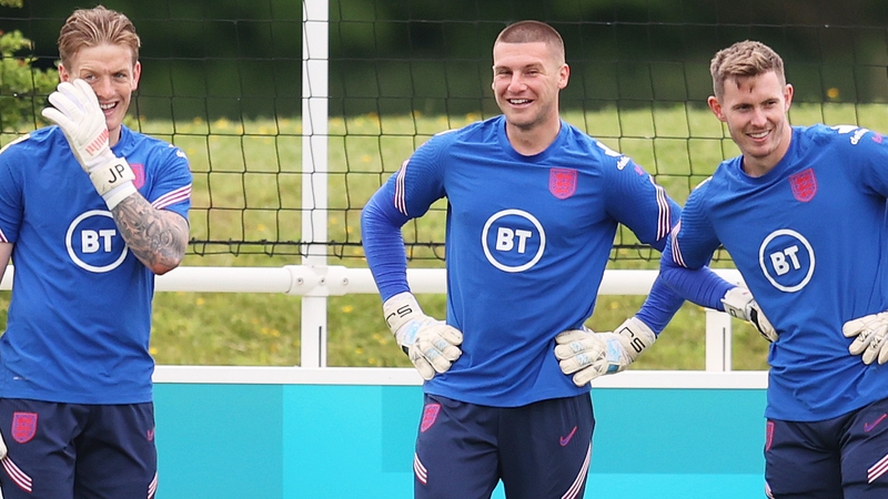 England goalkeepers (from left) Jordan Pickford, Sam Johnstone and Dean Henderson
