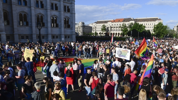More than 5,000 people rallied outside parliament on Monday against the legislation, which LGBTQ groups have compared to similar legislation in Russia