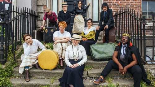 Actors stage photocall outside James Joyce's 'House of The Dead'. Photo by Ruth Medjber