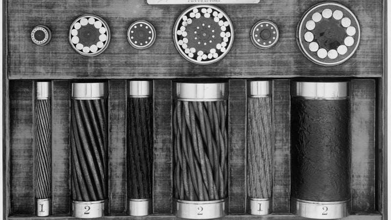 Sections of Atlantic cables and grapnel laid in the 1860s. Photo: Science & Society Picture Library/SSPL/Getty Images