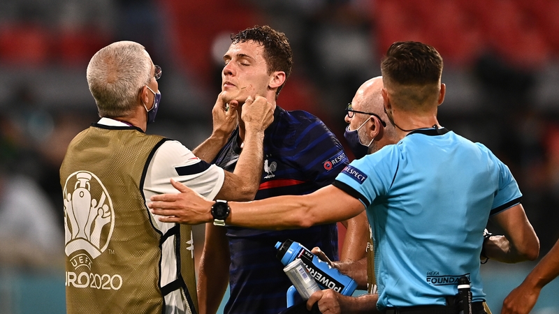Pavard receives medical treatment after the incident