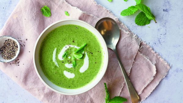 Pea, bacon and mint soup from Trisha's 21-Day-Reset.