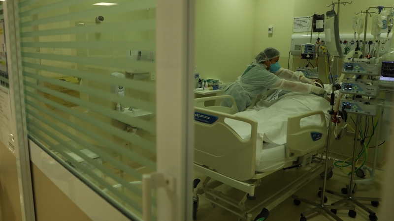 A patient with Covid-19 is treated in the ICU of the Municipal Hospital of Parelheiros in Sao Paulo