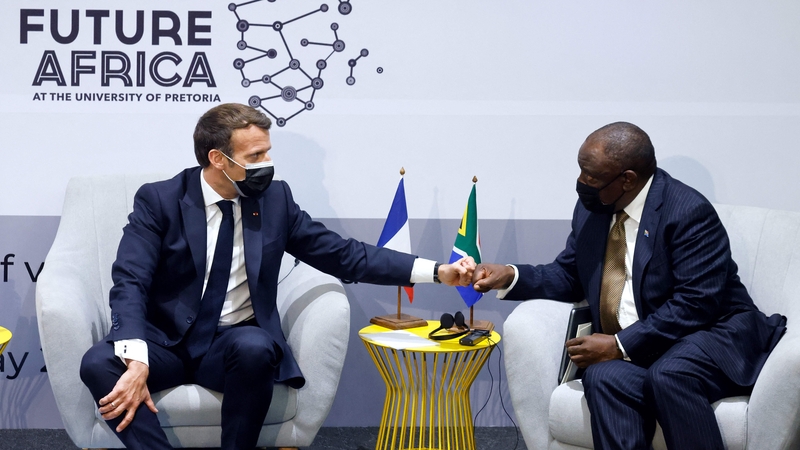 French President Emmanuel Macron and South African President Cyril Ramaphosa