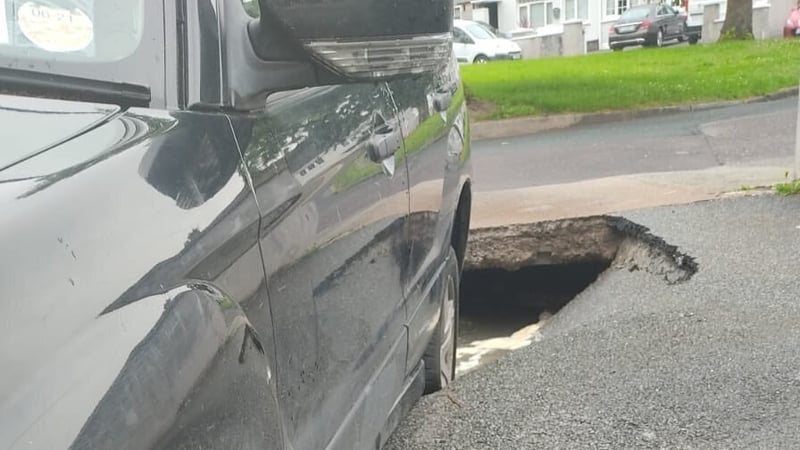 Sinkhole created a cavern underneath the driveway and home, which has caused the subsidence (Pics: Cork City Fire Brigade)