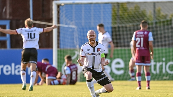Chris Shields celebrates Dundalk's opener