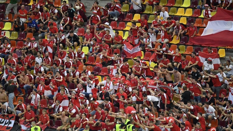 Austria fans at their previous game against Ukraine in Romania