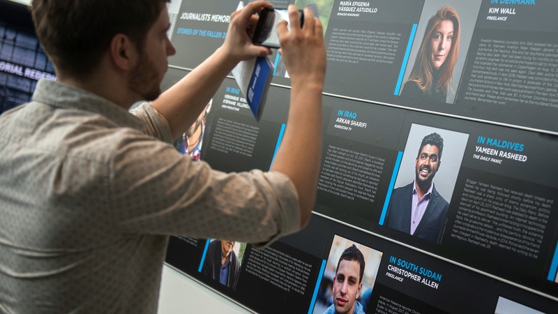 A memorial event in 2017 at the Newseum in Washington DC paying tribute to journalists who lost their lives reporting the news