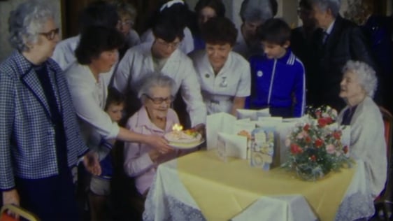 Maud Courtney celebrates her 105th birthday in 1986