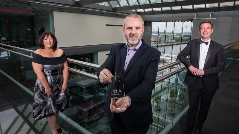 Pictured at the Ireland Chapter of Project Management Institute's (PMI) National Project Awards in association with PwC are Jackie Glynn, Ireland Chapter of PMI President; Special Covid-19 Response Award winner Dave Bolger; and Féilim Harvey, Partner