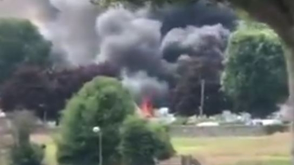 The fire broke out at the rear of terraced houses in the village of Bessbrook near Newry (Pic: NIFRS)