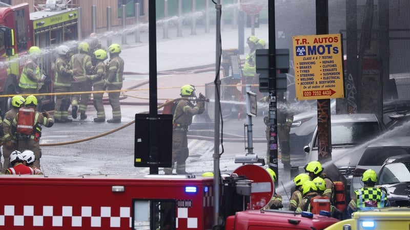 Fire crews tackled the blaze near a London railway station