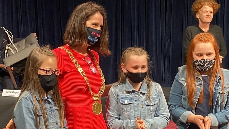 Councillor Alison Gilliland pictured with her three nieces today