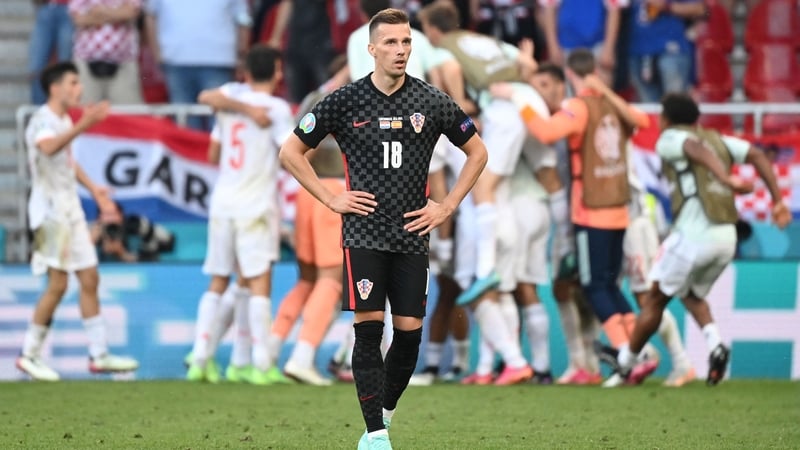 Croatia's forward Mislav Orsic reacts to Spain's fifth goal