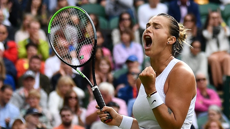 Sabalenka celebrates her victory over Katie Boulter