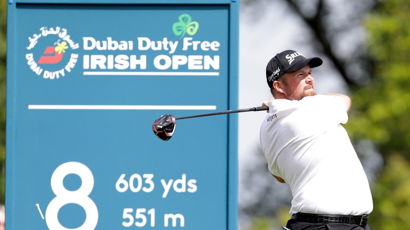 Lowry tees off on the eighth hole