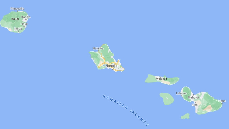 The emergency landing was made in the ocean off the coast of Honolulu, Hawaii, earlier today (Credit - Google Maps)