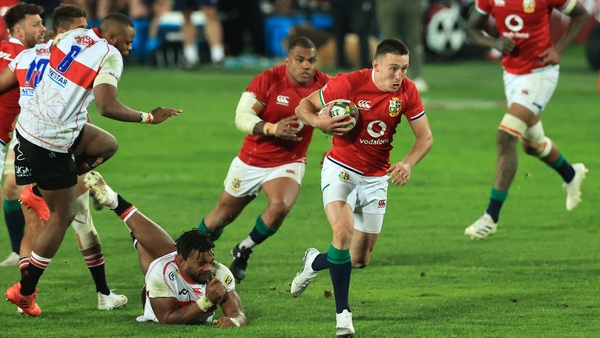 Josh Adams ran in four tries as the Lions cantered away against Sigma Lions
