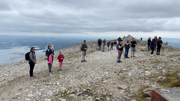 Pilgrims at the summit of Croagh Patrick