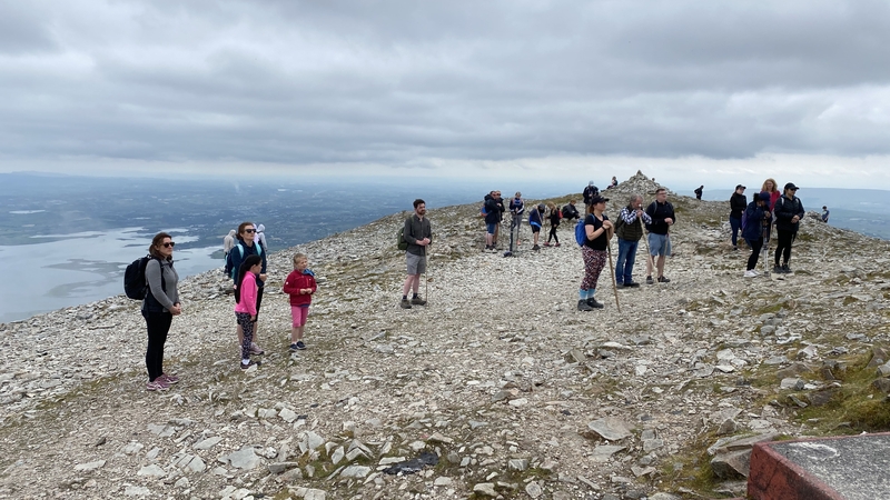 Pilgrims at the summit of Croagh Patrick