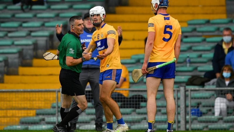 Aidan McCarthy (12) appeals to James Owens after the decision to send him to the sin-bin